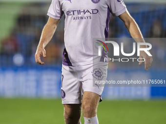 Daley Blind of Girona FC is in action with the ball during the La Liga EA Sports 2024/25 football match between Getafe CF and Girona FC at E...