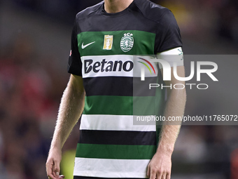 Morten Hjulmand of Sporting CP looks on during the Liga Portugal Betclic match between SC Braga and Sporting CP at Estadio Municipal de Brag...