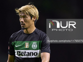 Hidemasa Morita of Sporting CP looks on during the Liga Portugal Betclic match between SC Braga and Sporting CP at Estadio Municipal de Brag...