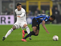 Denzel Dumfries of FC Inter participates in the Italian Serie A football match between AC Monza and Inter FC Internazionale in Monza, Italy,...