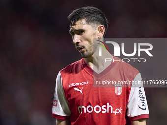 Paulo Oliveira of SC Braga reacts during the Liga Portugal Betclic match between SC Braga and Sporting CP at Estadio Municipal de Braga in B...