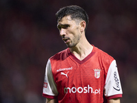 Paulo Oliveira of SC Braga reacts during the Liga Portugal Betclic match between SC Braga and Sporting CP at Estadio Municipal de Braga in B...