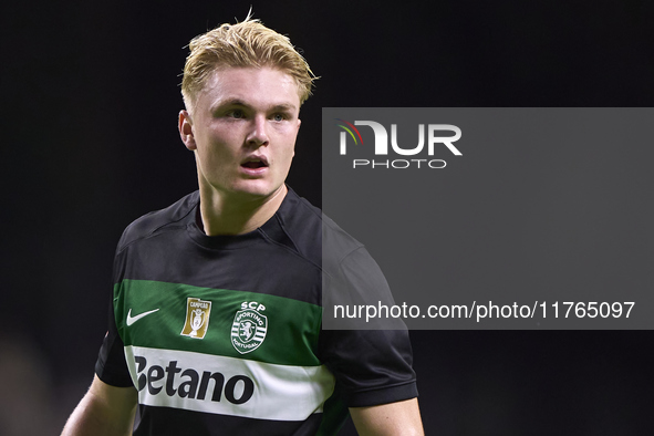 Conrad Harder of Sporting CP looks on during the Liga Portugal Betclic match between SC Braga and Sporting CP at Estadio Municipal de Braga...