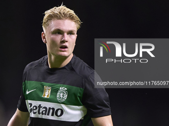 Conrad Harder of Sporting CP looks on during the Liga Portugal Betclic match between SC Braga and Sporting CP at Estadio Municipal de Braga...