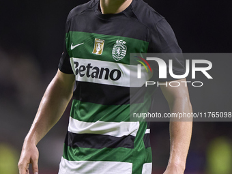 Conrad Harder of Sporting CP looks on during the Liga Portugal Betclic match between SC Braga and Sporting CP at Estadio Municipal de Braga...