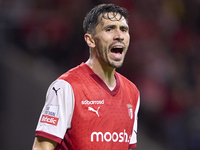 Paulo Oliveira of SC Braga reacts during the Liga Portugal Betclic match between SC Braga and Sporting CP at Estadio Municipal de Braga in B...