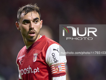 Ricardo Horta of SC Braga reacts during the Liga Portugal Betclic match between SC Braga and Sporting CP at Estadio Municipal de Braga in Br...