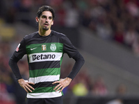 Francisco Trincao of Sporting CP reacts during the Liga Portugal Betclic match between SC Braga and Sporting CP at Estadio Municipal de Brag...