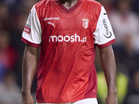 Sikou Niakate of SC Braga reacts during the Liga Portugal Betclic match between SC Braga and Sporting CP at Estadio Municipal de Braga in Br...