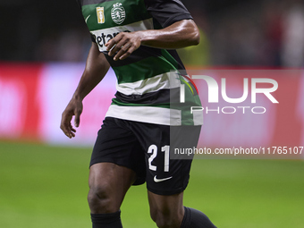 Geny Catamo of Sporting CP is in action during the Liga Portugal Betclic match between SC Braga and Sporting CP at Estadio Municipal de Brag...