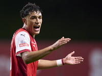 Vitor Carvalho of SC Braga reacts during the Liga Portugal Betclic match between SC Braga and Sporting CP at Estadio Municipal de Braga in B...