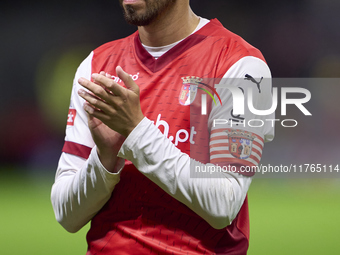 Ricardo Horta of SC Braga shows appreciation to the fans after the Liga Portugal Betclic match between SC Braga and Sporting CP at Estadio M...