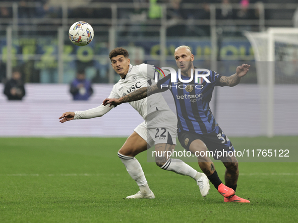 Giovanni Di Lorenzo participates in the Serie A 2024-2025 match between Inter and Napoli in Milano, Italy, on November 10, 2024. 