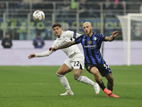 Giovanni Di Lorenzo participates in the Serie A 2024-2025 match between Inter and Napoli in Milano, Italy, on November 10, 2024. (