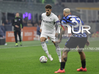 Giovanni Di Lorenzo participates in the Serie A 2024-2025 match between Inter and Napoli in Milano, Italy, on November 10, 2024. (