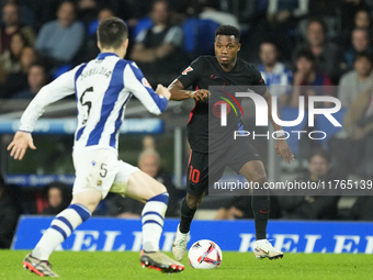 Ansu Fati left winger of Barcelona and Spain during the LaLiga match between Real Sociedad and FC Barcelona at Reale Arena on November 10, 2...