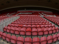 The MFC logo is in the seats at the Riverside Stadium during the Sky Bet Championship match between Middlesbrough and Luton Town at the Rive...