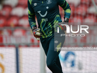 Tim Krul of Luton Town participates in the Sky Bet Championship match between Middlesbrough and Luton Town at the Riverside Stadium in Middl...