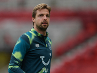 Tim Krul of Luton Town participates in the Sky Bet Championship match between Middlesbrough and Luton Town at the Riverside Stadium in Middl...