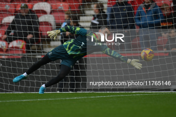 James Shea of Luton Town participates in the Sky Bet Championship match between Middlesbrough and Luton Town at the Riverside Stadium in Mid...