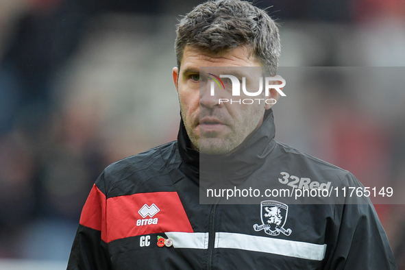 Middlesbrough's Coach Graeme Carrick is present during the Sky Bet Championship match between Middlesbrough and Luton Town at the Riverside...