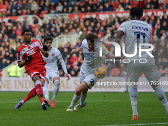 Delano Burgzorg opens the scoring for Middlesbrough during the Sky Bet Championship match between Middlesbrough and Luton Town at the Rivers...