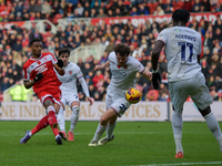 Delano Burgzorg opens the scoring for Middlesbrough during the Sky Bet Championship match between Middlesbrough and Luton Town at the Rivers...