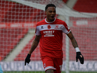 Delano Burgzorg scores to put Middlesbrough 1-0 during the Sky Bet Championship match between Middlesbrough and Luton Town at the Riverside...