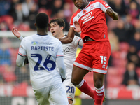 Anfernee Dijksteel of Middlesbrough wins the header during the Sky Bet Championship match between Middlesbrough and Luton Town at the Rivers...