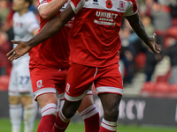 Emmanuel Latte Lath of Middlesbrough celebrates putting Middlesbrough 2-0 up during the Sky Bet Championship match between Middlesbrough and...