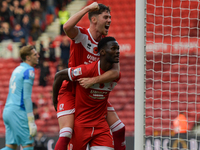 Emmanuel Latte Lath of Middlesbrough celebrates putting Middlesbrough 2-0 up during the Sky Bet Championship match between Middlesbrough and...