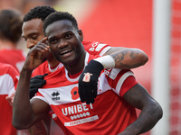 Emmanuel Latte Lath of Middlesbrough celebrates putting Middlesbrough 2-0 up during the Sky Bet Championship match between Middlesbrough and...