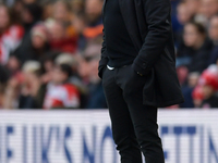 Rob Edwards of Luton Town watches as his team loses 5-1 during the Sky Bet Championship match between Middlesbrough and Luton Town at the Ri...