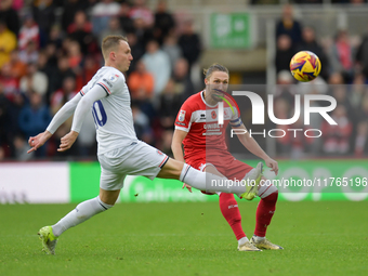 Luke Ayling passes downfield during the Sky Bet Championship match between Middlesbrough and Luton Town at the Riverside Stadium in Middlesb...