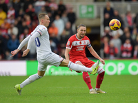 Luke Ayling passes downfield during the Sky Bet Championship match between Middlesbrough and Luton Town at the Riverside Stadium in Middlesb...