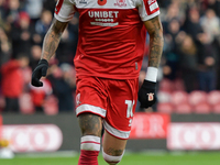 Delano Burgzorg of Middlesbrough celebrates his second goal, putting Middlesbrough 4-0 ahead during the Sky Bet Championship match between M...