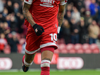 Delano Burgzorg of Middlesbrough plays during the Sky Bet Championship match between Middlesbrough and Luton Town at the Riverside Stadium i...