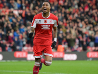 Delano Burgzorg of Middlesbrough celebrates his second goal, putting Middlesbrough 4-0 ahead during the Sky Bet Championship match between M...