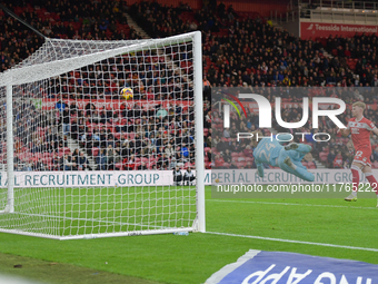 During the Sky Bet Championship match between Middlesbrough and Luton Town at the Riverside Stadium in Middlesbrough, England, on November 9...