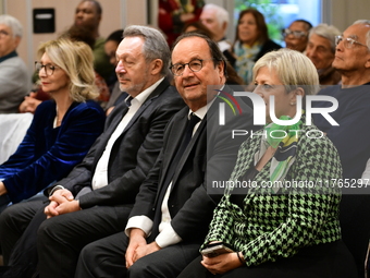 Former President of the Republic Francois Hollande and Mayor of Vaulx en Velin Helene Geoffroy meet in Lyon, France, on November 10, 2024, f...