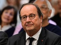 Former President of the Republic Francois Hollande and Mayor of Vaulx en Velin Helene Geoffroy meet in Lyon, France, on November 10, 2024, f...