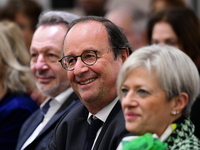 Former President of the Republic Francois Hollande and Mayor of Vaulx en Velin Helene Geoffroy meet in Lyon, France, on November 10, 2024, f...