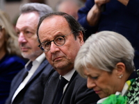 Former President of the Republic Francois Hollande and Mayor of Vaulx en Velin Helene Geoffroy meet in Lyon, France, on November 10, 2024, f...