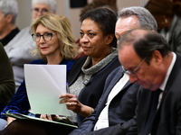 Former President of the Republic Francois Hollande and Mayor of Vaulx en Velin Helene Geoffroy meet in Lyon, France, on November 10, 2024, f...