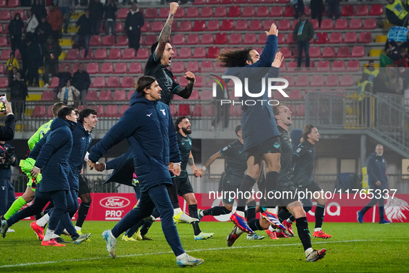 The team of SS Lazio celebrates during the match between AC Monza and SS Lazio, Serie A, at U-Power Stadium in Monza, Italy, on November 10,...