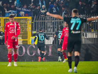 Mattia Zaccagni celebrates a goal during the match between AC Monza and SS Lazio in Serie A at U-Power Stadium in Monza, Italy, on November...