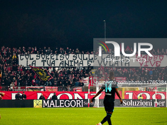 An AC Monza supporter of Curva Davide Pieri attends the match between AC Monza and SS Lazio, Serie A, at U-Power Stadium in Monza, Italy, on...