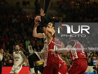 Tornik'e Shengelia of Virtus Bologna participates in the LBA Italy Championship match between Openjobmetis Varese and Virtus Bologna in Vare...