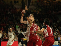 Tornik'e Shengelia of Virtus Bologna participates in the LBA Italy Championship match between Openjobmetis Varese and Virtus Bologna in Vare...