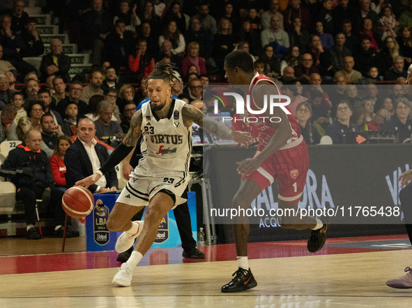 Daniel Hackett of Virtus Bologna participates in the LBA Italy Championship match between Openjobmetis Varese and Virtus Bologna in Varese,...